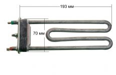 ТЭН (нагреватель) L=190 мм, 1800W, прямой с отверстием стиральной машины Bosch, Samsung